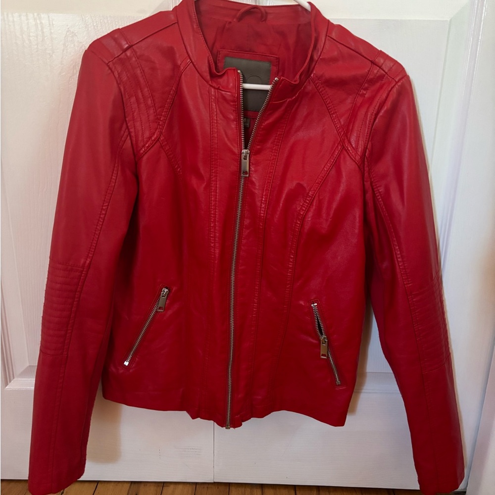 Red Women's faux Leather Jacket